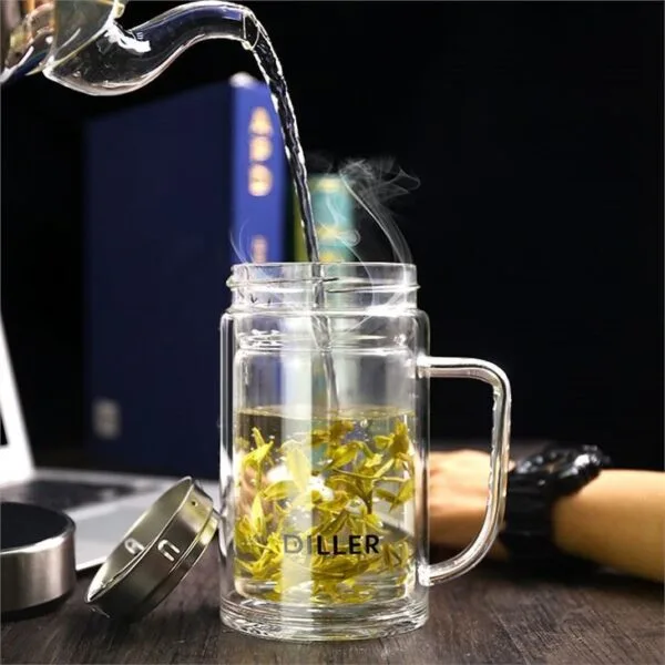 glass tea mug with handle - Hình ảnh 4